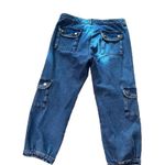 Venus Womens Size 10 Medium Wash Floral Embroidered Cargo Denim Jean Joggers Photo 6