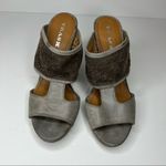 Trask Payton 7.5 T strap slip on Italian waxed suede leather wedge sandals gray Photo 3