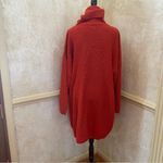 Micha Lounge Balloon Sleeve Turtleneck Chunky Knit Sweater Dress Red Orange Sz L Size L Photo 3