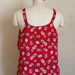 Eyeshadow Red Floral Ruffle Tank  Photo 3