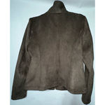 Marc New York  Brown‎ Faux Suede Jacket Gold Zip Front Size L Photo 5