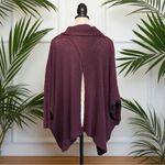 Free People FP Beach | Plum Split Back Cowl Neck Poncho Sweater - Size Large Photo 5