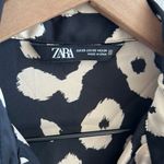 ZARA  Longline Button Front Collar Leopard Printed Shirt Lightweight Sateen XS Photo 2