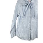Brooks Brothers  Womens Striped Funfetti Tie Neck Button Down Blouse Size 14 Photo 2