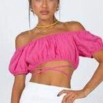Princess Polly Pink Puff Sleeve Wrap Tie Crop Top Size 0 NWT Photo 0