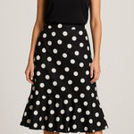 NWT INC International Concepts 100% Silk Black & White Polka Dot Skirt Size 8 Photo 0