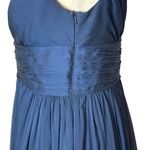 Monique Lhuillier ML Dress Women 6 Navy Blue Chiffon Pleated Fit And Flare Gown Photo 6