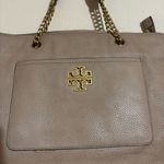 Tory Burch  Britten Satchel Purse Tan Color Photo 1