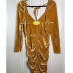 MINKPINK New Mink Pink Women's Golden Bodycon Velvet Touch Ruched Dress Large Photo 8