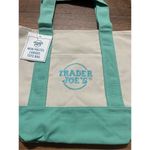 Trader Joe’s Pastel Green Mini Canvas Tote Bag NWT Photo 1