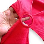 Bebe NWT  Coral Red Rosey Cut Out Mini Sweater Dress - Medium Photo 3