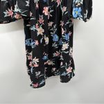 H&M  Divided Black Multicolor Floral Cold Shoulder Long Bell Sleeve Mini Dress‎ 4 Photo 2