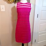 Trina Turk Bissitti Illusion Top Sleeveless Vibrant Pink Dress Womens Size S🧡 Photo 9
