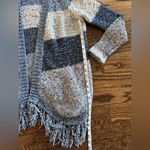 Lucky Brand  Cotton Wool Blend Western Cardigan Blue Women’s Medium Fringe Photo 4
