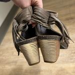 OTBT Women's Heels Free Spirit Metallic Taupe Open Toe Tassel Suede Fringe Photo 2