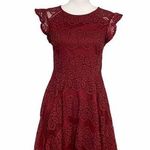 Medium City Studio Maroon Casual Mini Lace Dress Photo 0