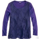 J.Crew  navy crochet lace front long sleeve tee Photo 6