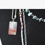 Free People  Multi Color Beads Turquoise Stone Silver Tone Charms Necklace Photo 3