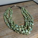 Vintage Green Coin Pearl Strand‎ Necklace Photo 2