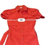 Shoshanna  Annette Red Shirt‎ Dress Women’s Size 2 Puff Sleeve Button Front Tie Photo 12