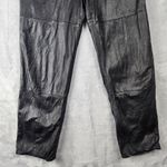 Vintage Womens Black 100% Genuine Leather Pants Korea Size 12 Photo 3