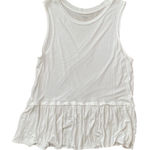 a.n.a  A New Approach | Petite White Sleeveless Ruffle Peplum Top | PXL Photo 0