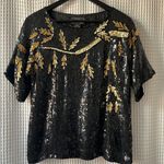 Vintage Jean for Joseph Le Bon black and gold silk sequined top, size S/M Photo 0