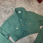 Le lis  Forest Green Cropped Jean Jacket Photo 2