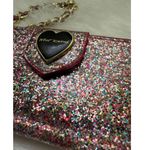 Betsey Johnson  Glitter Wallet on Chain Heart Charm Gold Interior Photo 1