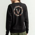 Vans  Woman's Black "V" Floral BFF "Off The Wall" Pullover Sweatshirt Size large Photo 2