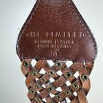 The Limited  Womens Belt Brown Leather Woven Brass Color Wide Boho Western Photo 2