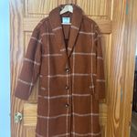 Old Navy Relaxed Plaid Soft-Brushed Overcoat in Burnt Orange Size Small. Photo 3