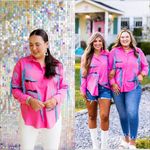 Blue B Western Cowboy Fringe Boots Shirt Size Large Rodeo Festival Sequin Pink Photo 1