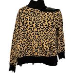 Lovers + Friends Distressed Arlington Leopard Print Turtleneck Sweater Top Photo 0