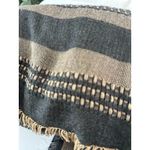 Vince Camuto Blanket Square Scarf Brown Black Basket Weave Fringe 46x48" Photo 6