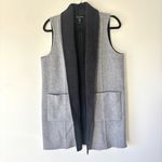 Eileen Fisher Doubleface Wool Cashmere Vest Gray Black Reversible Long Luxury Photo 2