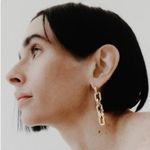 NEW Eddie Borgo Gold Supra Chain Link Post Earrings 2” Drop 12k Gold Vermeil Photo 1