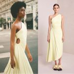A.L.C. Delfina Dress one shoulder pleated cutout Canary yellow faux leather Photo 3