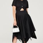 Bibhu Mohapatra Collective Black Cutout Fringe Asymmetric Midi Dress Size 14 Photo 2