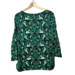 J.Crew  Green & Black Printed Long Sleeve Boatneck Blouse 8 Photo 2