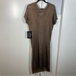Tuckernuck  Bronze Metallic Knit‎ Mesh V Neck Short Sleeve Midi Dress Size Medium Photo 7