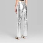 Wild Fable High Rise Flare Casual Metallic Silver Photo 2