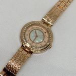 Women’s gold tone quartz analog watch rhinestones 36mm round links band running Photo 1