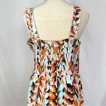 Mile Gabrielle Maxi Dress Womens 3X Bright Geometric Print‎ Ruffled Straps Orange Photo 4