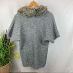 Chico's Chico’s Gray Lillian Faux Fur Neck Short Sleeve Knit Cardigan Sweater 0 S Photo 2