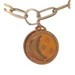 Unwritten Gold Silver Tone Bracelet Chain Link Mother Pearl Crescent Moon 7.5" Photo 1