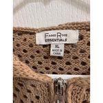 Faded Rose Light Brown Zipper Closure Open Knit Long Sleeve Hoodie Sweater XL Photo 2