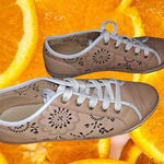 Geox  Respira‎ Tan Sneakers with Floral Cutouts Size 8 Photo 0