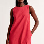 Abercrombie & Fitch Women’s High-Neck Linen Blend Mini Red Dress Photo 0
