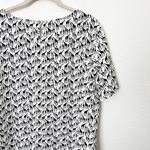 J.Crew [] Black White Giraffe Novelty Print Short Sleeve Round Neck Blouse Sz XL Photo 8